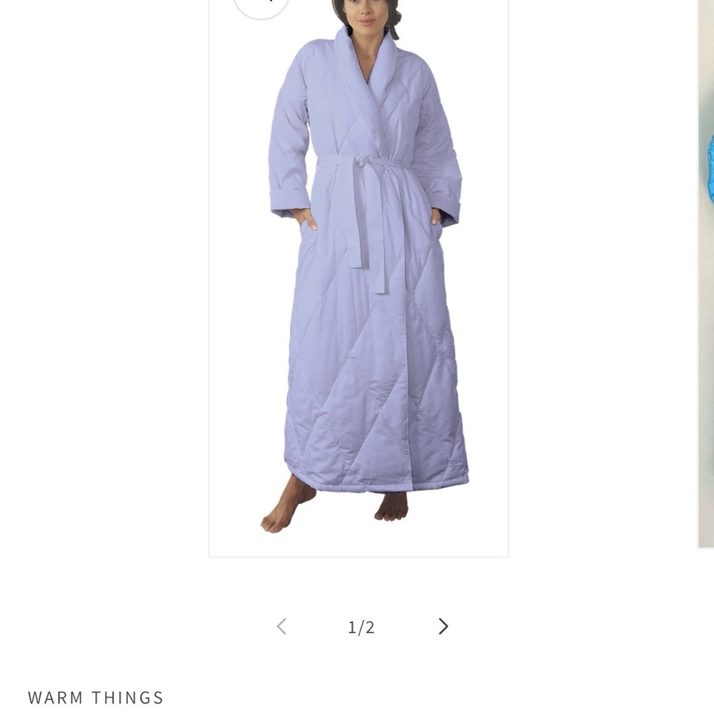 Light Lavender Quilted Long Robe with Belt - Women